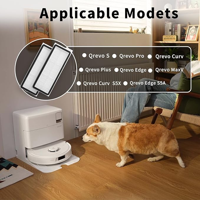 （4Sets）Replacement Washable HEPA Filter Compatible With Roborock QRevo S, QRevo Pro, QRevo Plus, Qrevo MaxV, Qrevo Curv Qrevo Edge, S5A Robot Vacuum Cleaners, High Efficiency Filter Accessories Kit