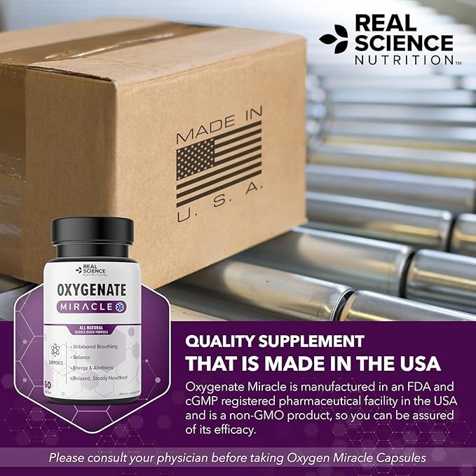 Real Science Oxygenate Miracle (Pack of 3) – Lung Support Supplement to Help Relieve Wheezing, Shortness of Breath, Rapid Heart Rate & Fatigue – for Clear Lungs & Breath Support, 60 Caps Each