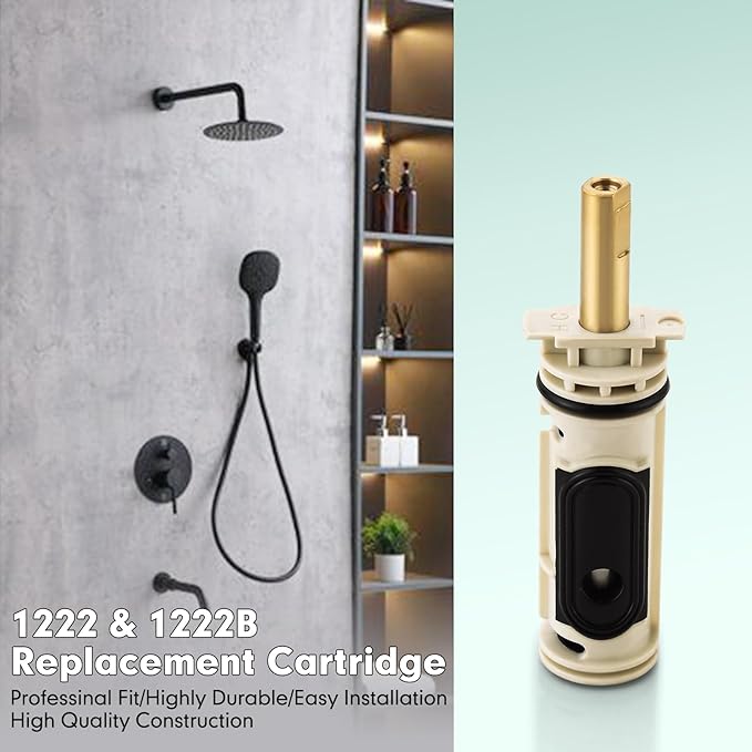 1222 Replacement Cartridge for Moen One-Handle Posi-Temp Shower Valve Cartridge, 1222 Replacement Cartridge Fits for Moen Posi-Temp Faucets and Tub Shower, Durable Brass & Plasti