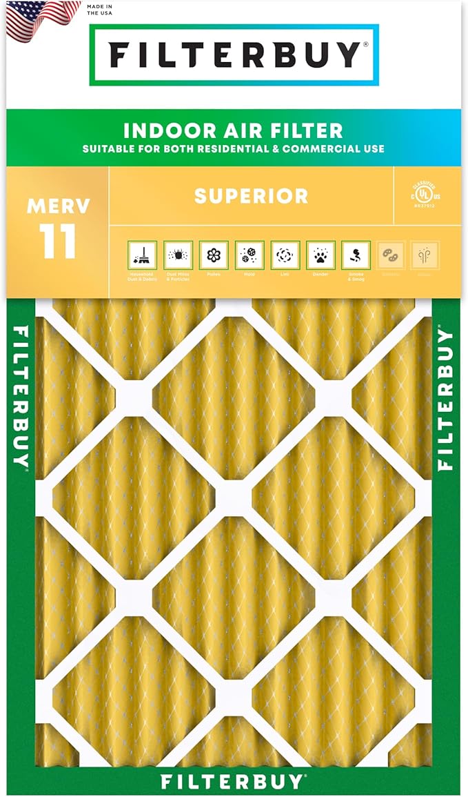 Filterbuy 20x36x2 Air Filter MERV 11 (MPR 1200) Allergen Defense Replacement (1-Pack), Electrostatic Pleated HVAC AC Furnace Filters, Made in USA (Actual Size: 19.50 x 35.50 x 1.75)