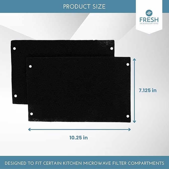 2-Pack Activated Carbon Charcoal Microwave Hood Filters - 10.25" x 7.125" Microwave Hood Filters - Compatible with Whirlpool WML55011HS & WML75011HZ Low‑Profile Models, Made in USA
