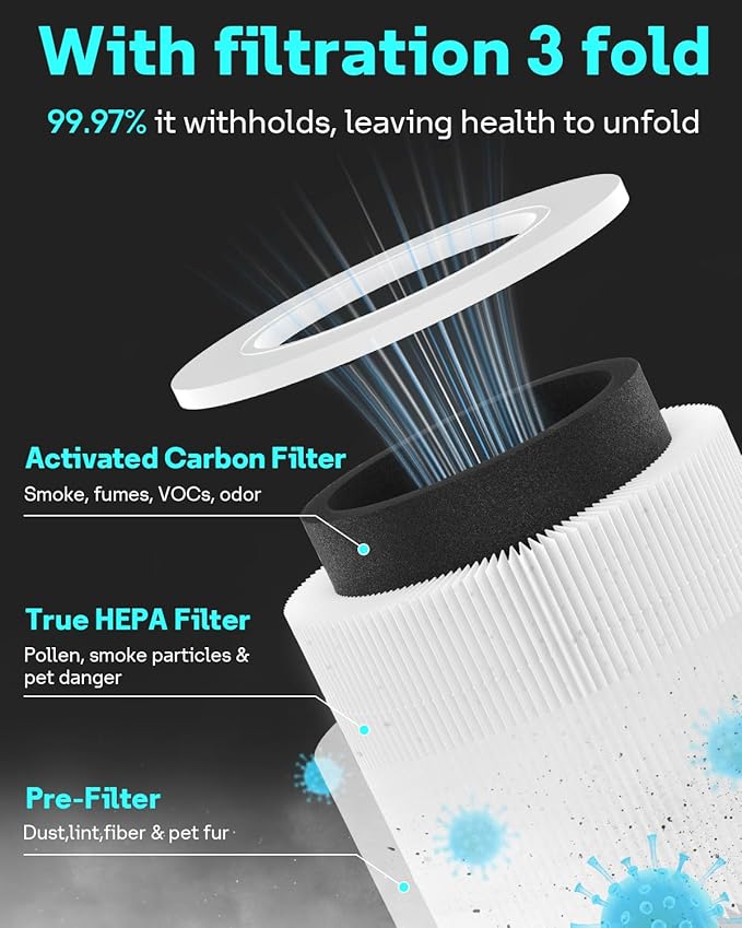 1 Pack Filter for LEVOIT Core Mini Air Purifiers, High-Efficiency Activated Carbon(1 Filter+ 3 Fragrance Sponge)