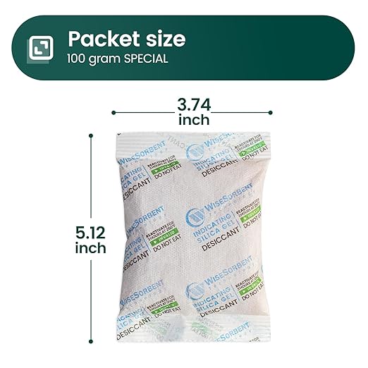 12 Packs 100 Gram Rechargeable Desiccant Packs, Indicating Silica Gel Packets, Moisture Absorbers for Storage, Gun Safe Dehumidifiers
