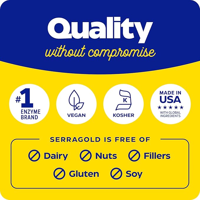 Enzymedica, SerraGold, High-Potency Serrapeptase Enzyme Supplement, Supports Respiratory, Heart & Immune Function, 120 Count