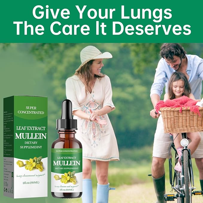 Mullein Drops for Lungs,Mullein Leaf Extract - Support Lung Cleanse - Organic Natural Supplement for Adult, Tincture Drops | Non-GMO, Vegetarian Healthy Lifestyle-(2Pack)