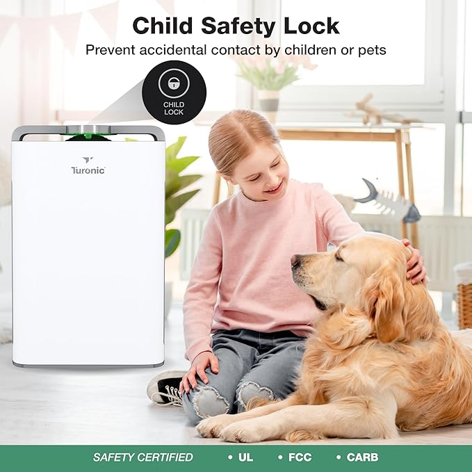 Turonic PH950 Air Purifier and Humidifier Combo for Large Rooms – HEPA, UV, Ionizer, PM2.5 Sensor, Cold Catalyst – Air Purifier for Home Pets with 8 Speeds, App Control, Remote, Filters, Humidifier