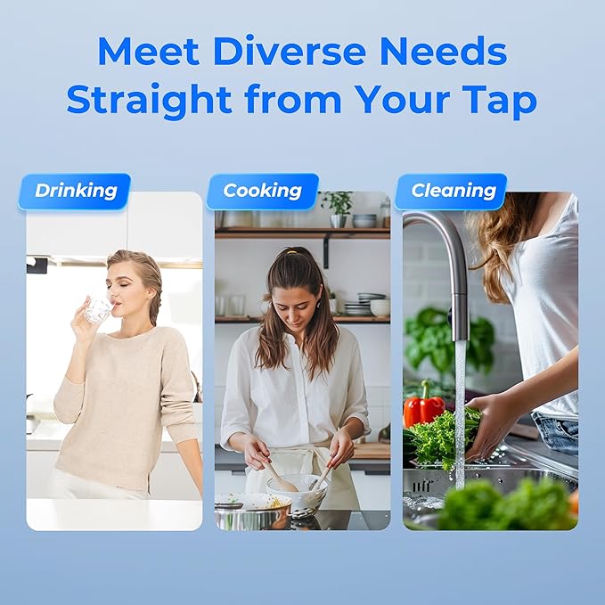 Waterdrop UA-5Y 𝟓 𝐘𝐞𝐚𝐫𝐬 Under Sink Water Filter System, Ultra Long Life, Reduces Lead, Chlorine, Bad Taste & Odor, Water Filter for Sink Faucet Direct Connect to Kitchen Faucet, USA Tech