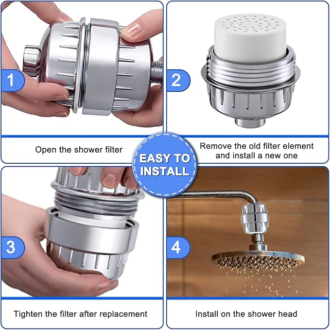 15 Stage Shower Filter,Replacement Shower Cartridge Filter with Vitamin C, Shower Head Replacement Filter for Hard Water 6 Pack by Cenipar