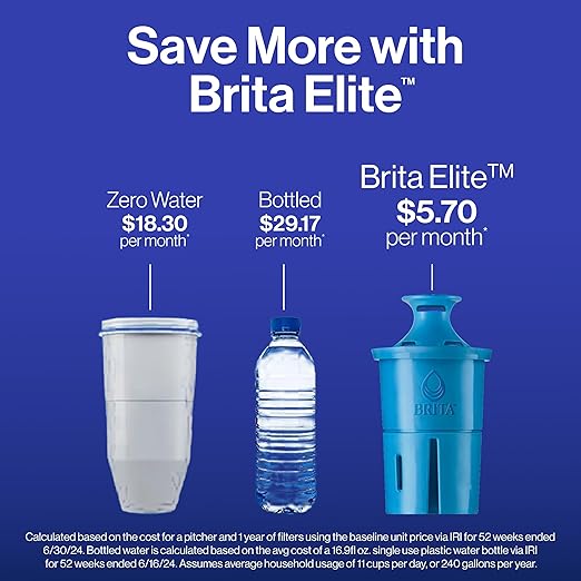 Brita Everyday Elite Water Filter Pitcher, Removes 99% of Lead, Includes 1 Filter, 10-Cup Capacity, Black