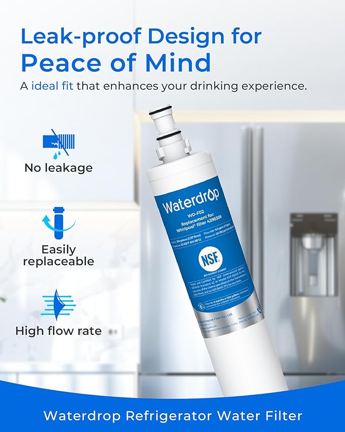 Waterdrop 4396508 Replacement for Whirlpool® 4396510, PNL240V, 4396508p, 4396547, 4392857, LC400V, WF-NLC240V, Everydrop® Filter 5，EDR5RXD1 Refrigerator Water Filter,2 Packs(Package May Vary)