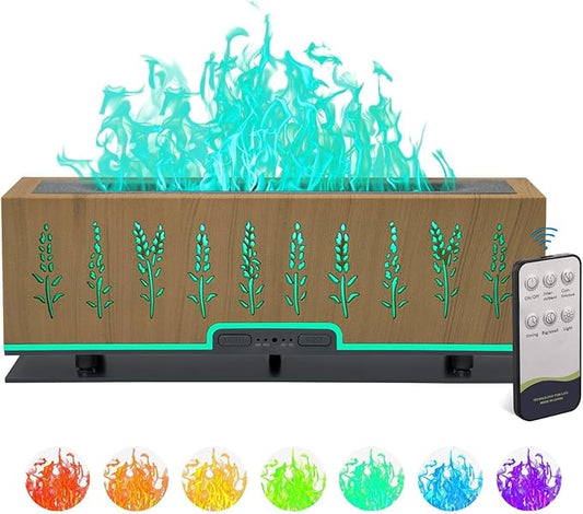 Colorful Essential Oil Diffuser, Flame Oil Diffuser, 7 Colors Changing Oil Aromatherapy Diffuser, 200ml Cool Mist Ultrasonic Diffuser for Office, Home,Bedroom(Light Brown)