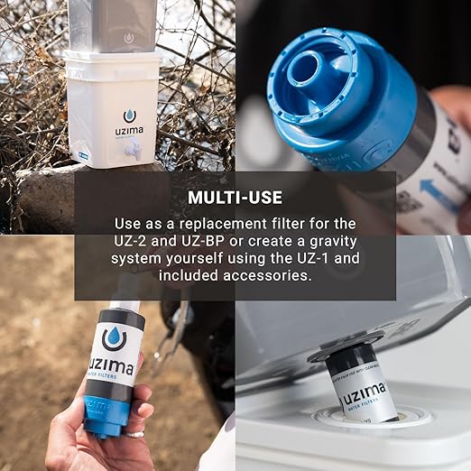 UZ-1 Water Filter Cartridge Replacement for UZ-BP Backpack System and UZ-2 Gravity Water Filtration System- Use as Standalone or as a Gravity Fed Filter Replacement