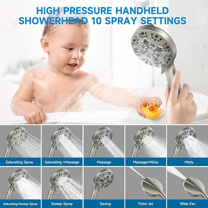 Filtered Shower Heads With Handheld Spray Combo, High Pressure 6" Rain Showerhead & 5" Handheld Dual Shower Head with Filters, Double Shower Heads Set for Hard Water, 69" Shower Hose
