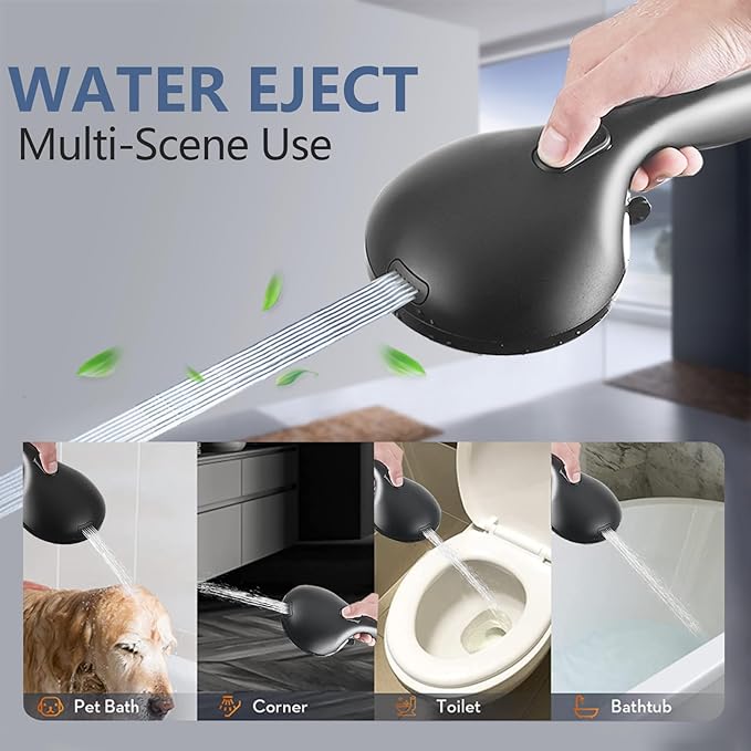 High Pressure 12 Inch Rainfall Shower Head with Handheld Combo, 16" Adjustable Extension Arm Build-in 3-way Diverter, Dual Shower Head Combo Set with Adjustable Height Slide Bar - Matte Black