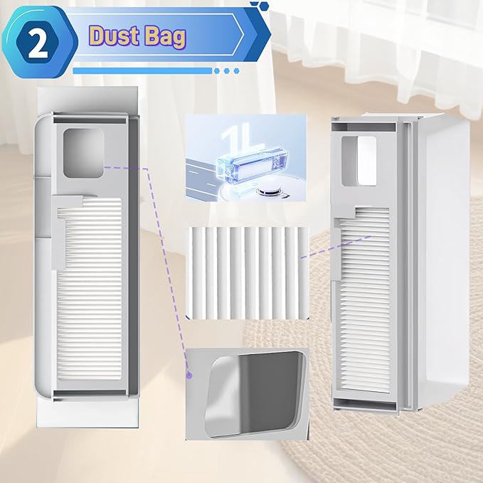 Accessories Replacement Compatible with Narwal Freo X Ultra/Plus Robot Vacuum, 12 Vacuum Accessories Set, 1 Main Brush, 2 Hepa Filter, 2 Dust Bags, 6 Side Brushes, 1 Cleaning Brush