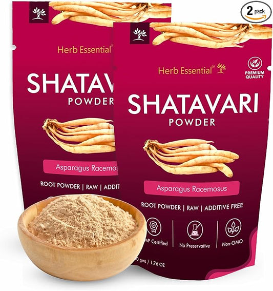 100% Natural Shatavari Powder 1.76 Ounce, Asparagus Racemosus, Pure Herbal Powder for Daily Use, Vegan, No Preservatives - 50g (Pack of 2)