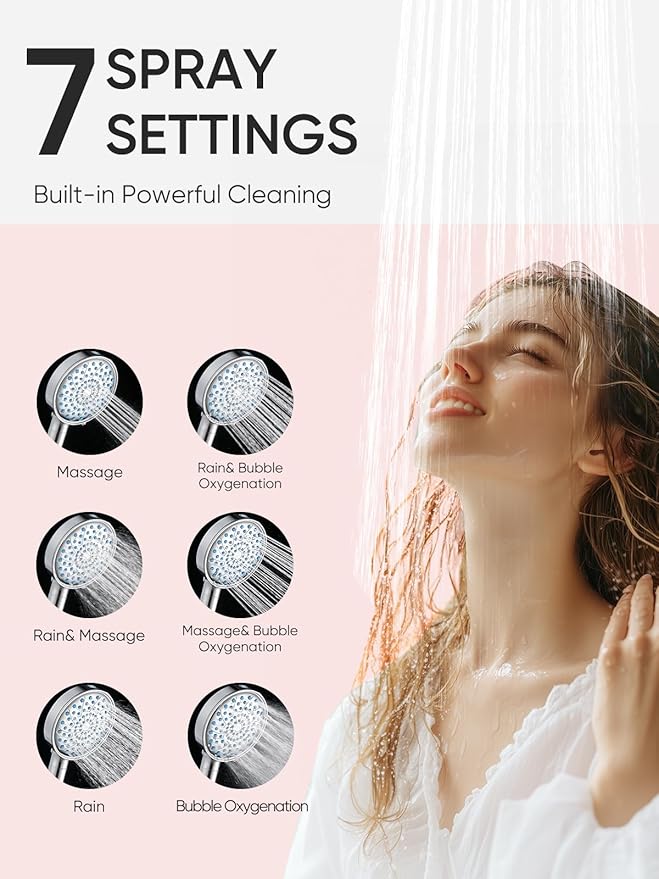 Cobbe Filtered Shower Head with Handheld, High Pressure 7-mode Showerhead with Filters for Hard Water - Remove Chlorine - Reduces Dry Itchy Skin, Patented Paddle Shift Design, Chrome