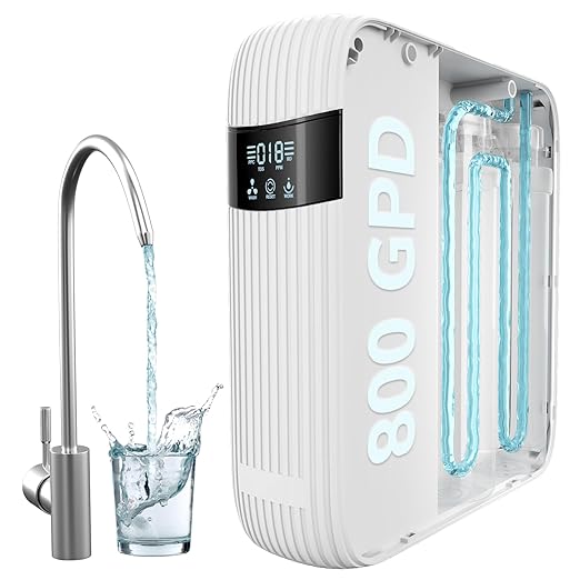 CripsTaste Tankless Reverse Osmosis System 800GPD High Flow Rate NSF 58&42 Certified & SGS Tested Under Sink Water Filtration System 2.5:1 Pure to Drain RO Water Filter System Under Sink