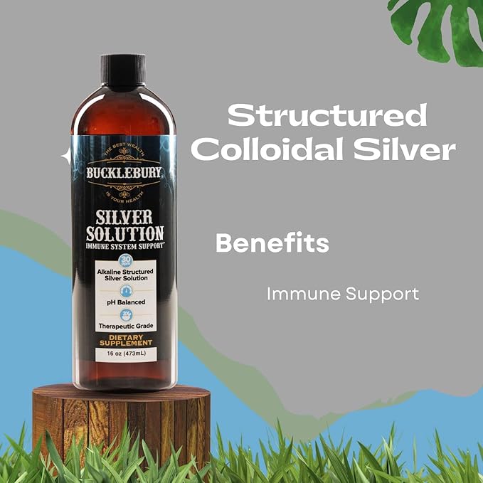 Silver Solution pH Balanced - Alkaline Structured Silver Solution Unflavored Liquid for Daily Immune Support - 30ppm Gluten Free - 16 oz
