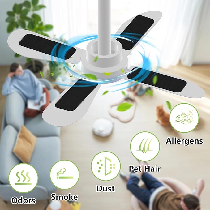 15 Pack Ceiling Fan Filters for Blades, Activated Coconut Carbon Fan Filter for Ceiling Fan, Easy-Stick Universal Air Filter for Common Household Contaminants