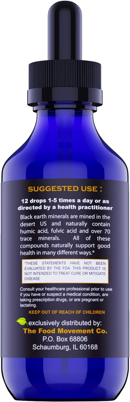 Black Earth Zeolite with Humic Fulvic Acids Trace Minerals for Adults and Kids for Detox, Gut Health and Immune Support - 2oz Liquid Drops Supplement