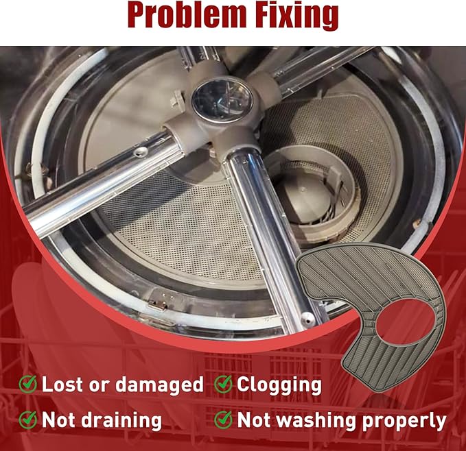 WPW10463906 Dishwasher Screen Filter- Compatible with Whirlpool KitchenAid Amana Maytag Kitchen Dishwashers - Replaces WPW10195360,2312301,PS11755148,AP6021820