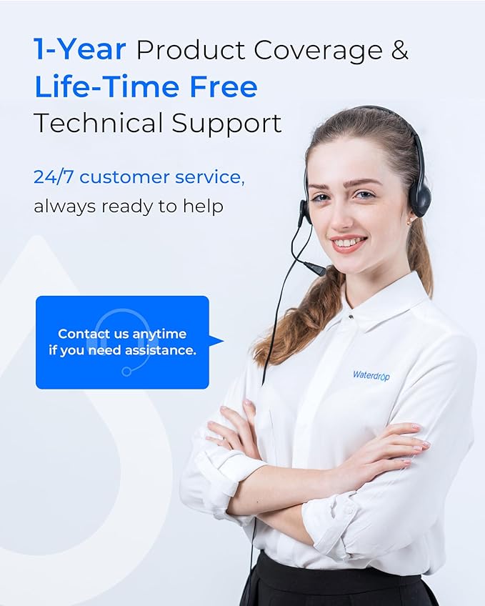 Waterdrop Whole House Water Filter, Sediment Filter Reduce Heavy Metal Filter Cartridge, Replacement for GE® FXHTC, GXWH40L, iSpring, Culligan® RFC-BBSA, Whirlpool®, Any 10" x 4.5" System, 5 Micron