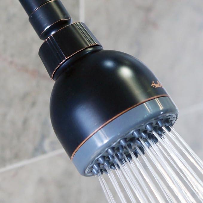 Aqua Elegante High Pressure Shower Head Bronze - Best Pressure Boosting, Wall Mount, Bathroom Showerhead For Low Flow Showers, 2.5 GPM - Oil-Rubbed Bronze