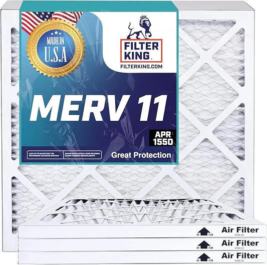Filter King 15x25x1 Air Filter | 6-PACK | MERV 11 HVAC Pleated A/C Furnace Filters | MADE IN USA | Actual Size: 14.5 x 24.5 x .75"
