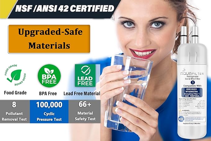 FILTER1 W10295370 A Refrigerator Water Filter Replacement Compatible for EDR1RXD 1 WATER FILTER W10295370 A Refrigerator Models (4-PACK)
