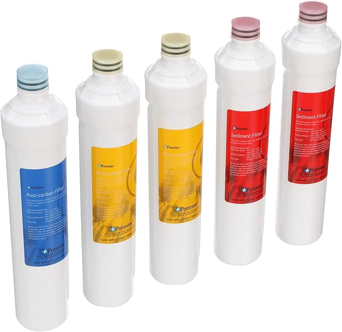 Watts Premier Annual RO Pure 5-Pack Filtration Kit for Pure Plus/Zero Pure Plus Reverse Osmosis System, Push Button Water Filter Replacement, 2 Sediment Filters, 2 Carbon Pre-Filters, 1 Post-Filter