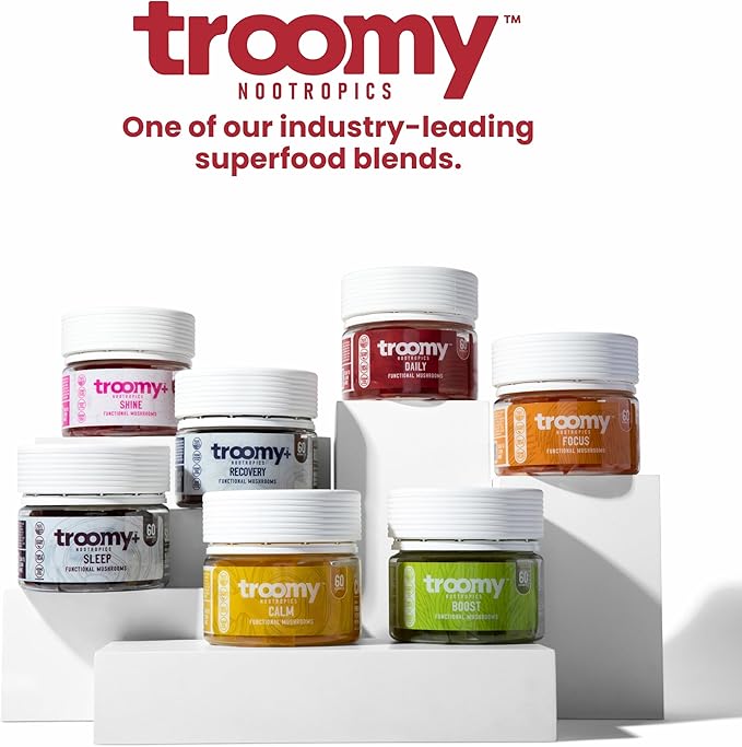 Troomy Daily 14 Mushroom Blend Gummies - Great Tasting Natural Mango Strawberry Flavor, Gelatin-Free, Gluten-Free, Vegetarian - 60 Count