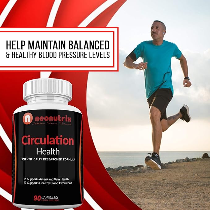 Blood Circulation Health Supplement for Vein Health & Artery Health - L-Arginine, Ginger Root, Hawthorn & Diosmin Cardiovascular Supplement - Natural Circulation Supplements - 90 Capsules by Neonutrix