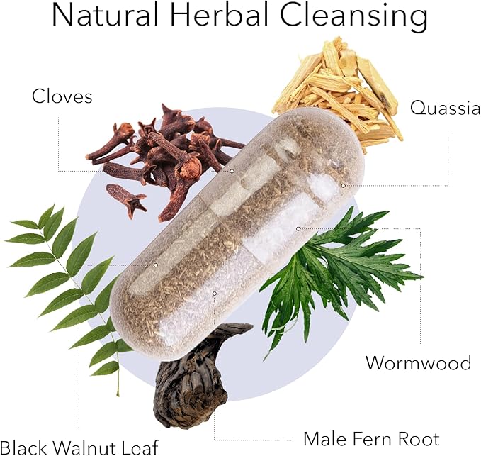 Kroeger Herb, Wormwood Black Walnut Clove Detox Cleanse, Quassia, Worm Wood Detox Cleanse - Wormwood Herb, Non-GMO, Gluten Free, No Preservatives or Fillers - 200 Capsules, Made in USA