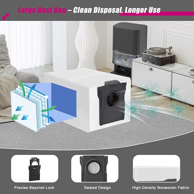 Accessories Kit for Dreame X40 Ultra L40 Ultra MOVA P10 Pro Ultra Robot Vacuum Cleaner, 2 Main Brushes, 4 HEPA Filters, 4 Mop Pads, 4 Vacuum Bags, 6 Side Brushes, 1 Cleaning Brush, 1 Screwdriver