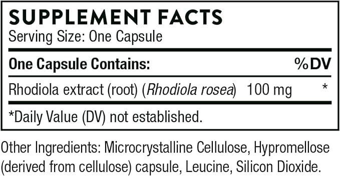 THORNE - Rhodiola - Botanical Supplement for Stress Relief - Enhances Sleep, and Mental Focus* - 60 Capsules