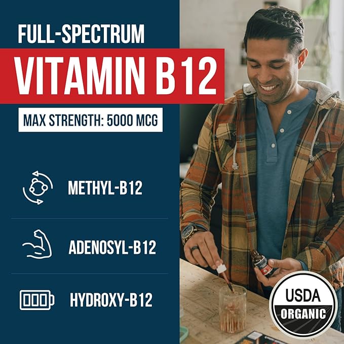 BioActive Vitamin B12 5000 mcg | Contains 3 BioActive Forms B12 Plus Methylfolate Cofactor - Methyl B12, Adenosyl B12 & Hydroxy B12 | Sublingual Form, Cherry Flavor, Organic, Vegan (60 Servings)
