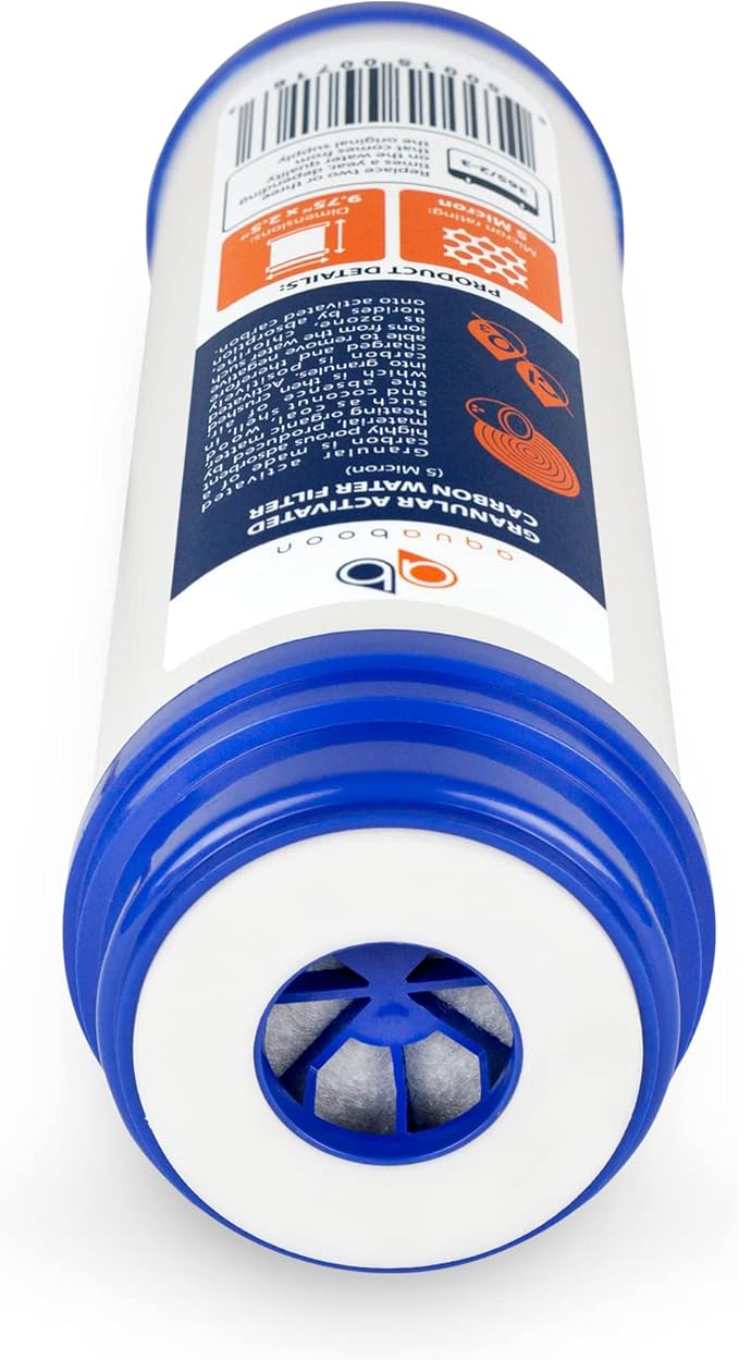 Aquaboon 5 Micron 10 x 2.5 Granular Activated Carbon Water Filter Cartridge GAC Water Filter Replacement Compatible with AP117, GAC-10, GAC1, 12 Pack