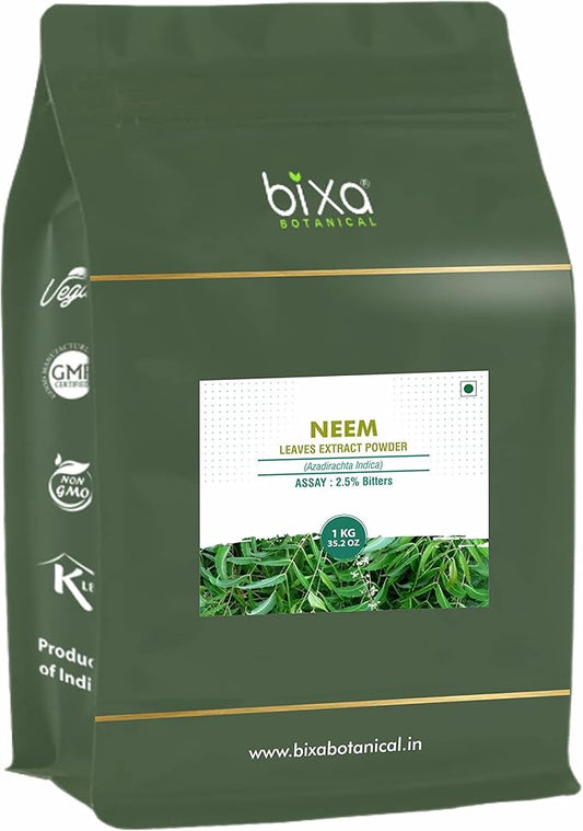 bixa BOTANICAL Ayurvedic Natural Herbal Supplement Neem Pure Authentic Premium Quality (Azadirchta Indica) Dry Extract - 2.5% Bitters by Gravimetry | 35.2 Oz | 1 Kg Pack