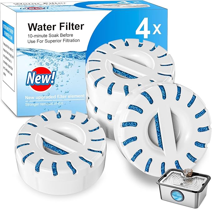Replacement Filters for Dog Water Fountain, High-Efficiency Safer Cleaner Replacement Water Filters, Lasts Two Months, Large Vertical Filtration for Fresh Healthy Water
