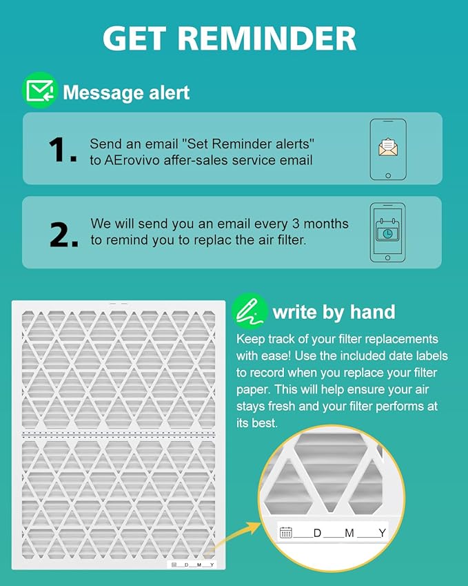 14x30x1 Air Filter Refills, 4 Pack MERV 8 Refills Only for AErovivo Reusable ABS Frame (Not Included)