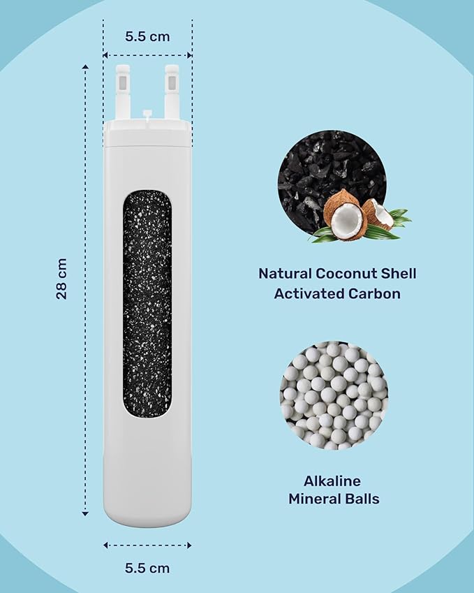 Wamery Alkaline Refrigerator Water Filter Replacement - Model ULTRAWF, 6-Month/300-Gallon Life, Twist-In Tool-Free Install, IAPMO to NSF/ANSI 42, Leak-Free Seal, BPA-Free Housing, 1 Pack