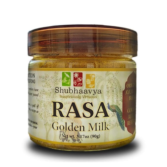 Shubhaavya Rasa Golden Milk - 3.17oz (90g) | High Curcumin Lakadong Turmeric Latte Blend | 30 Servings | All Natural | Non GMO | No Preservatives