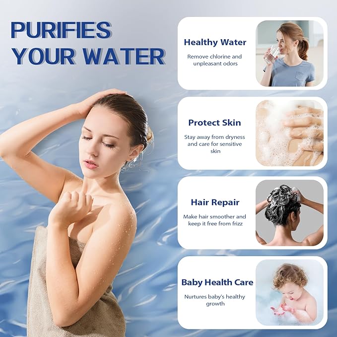 Bath Filter for Tub, 8 Stages Bathtub Water Filter, Bath Water Filter to Removes Lead, Chlorine and Fluoride, 2,500 Gallons of Filtration, Water Softener, BPA Free