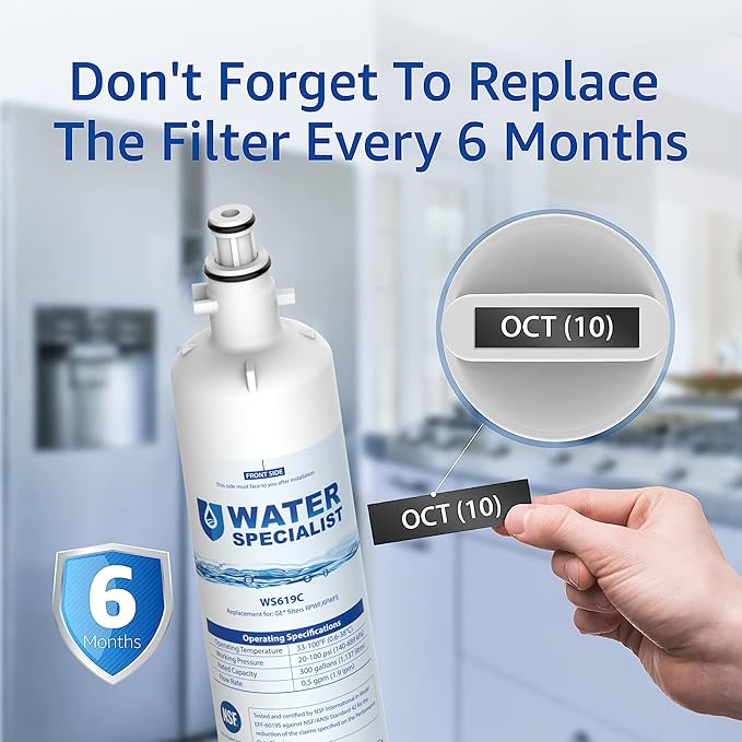 Waterspecialist Replacement for GE® RPWFE®, RPWF (Built-in CHIP) Refrigerator Water Filter, Compatible with GYS22GMNES, GYE22HSKSS, PYE22PELDS, GFE26GMKES, GFE26GGHWW, PFE28KYNFS, 3 Filters