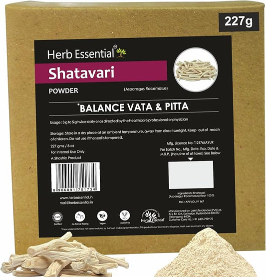 8 Ounce 100% Natural Shatavari Powder, Asparagus Racemosus, Pure Ayurvedic Herb for Daily Use, Vegan, No Preservatives, (8 Ounce Pack of 1)