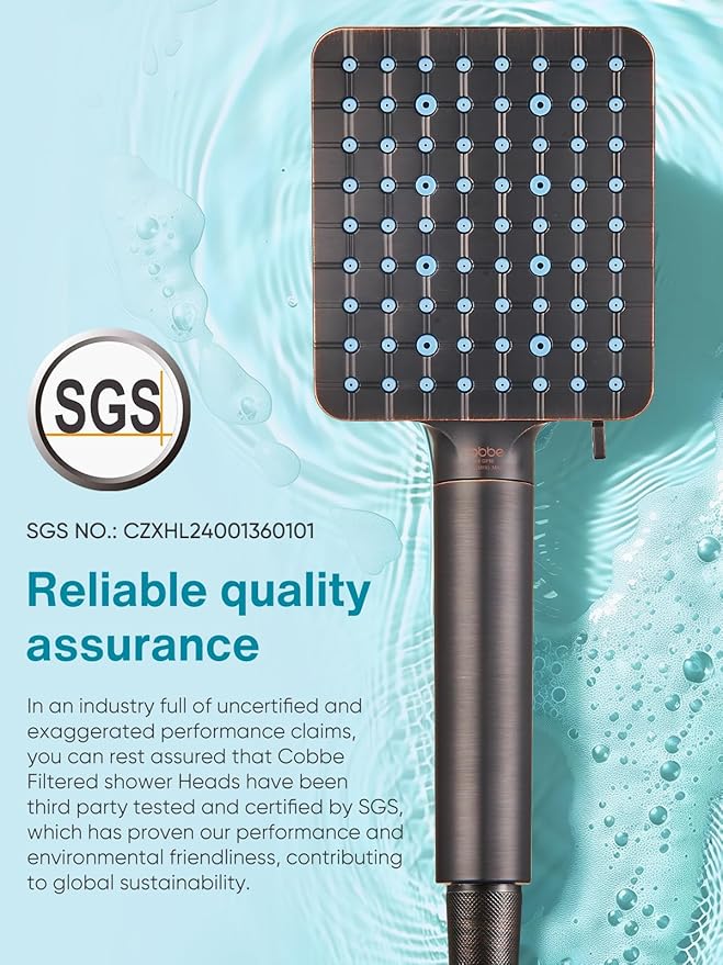 Cobbe Filtered Shower Head with Handheld, High Pressure 6 Spray Mode Showerhead with Filters, Water Softener Filters for Hard Water - Remove Chlorine - Reduces Dry Itchy Skin, Oil Rubbed Bronze