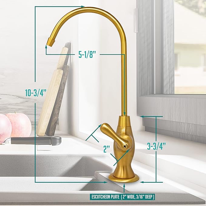Non-airgap RO Faucet Reverse Osmosis Drinking Water Filtration System Water Dispenser Spout (Classic Bronze). Vase Style with Faucet Wrench. NSF Certified.