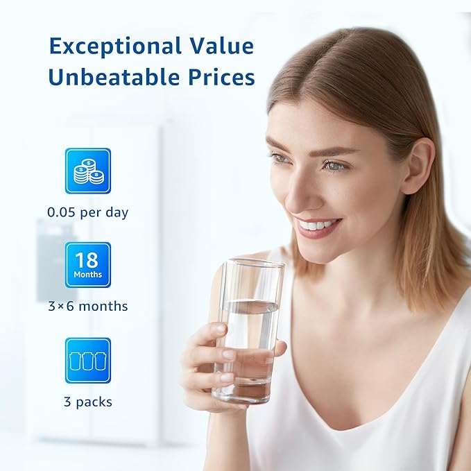 Filterlogic FL-RF13 Replacement for GE® MWF®, SmartWater® MWFP, MWFA, GWF, HDX FMG-1, GSE25GSHECSS, RWF1060, Kenmore® 9991 Refrigerator Water Filter, 3 Filters