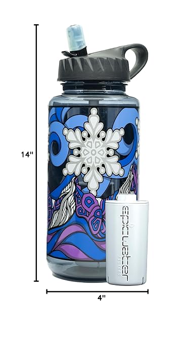 Epic Water Filters Nalgene OG Water Bottle with Filter, USA Made, BPA Free, Removes 99.99% Tap Water Contaminants, Forever Chemicals, POW Art, 32 oz